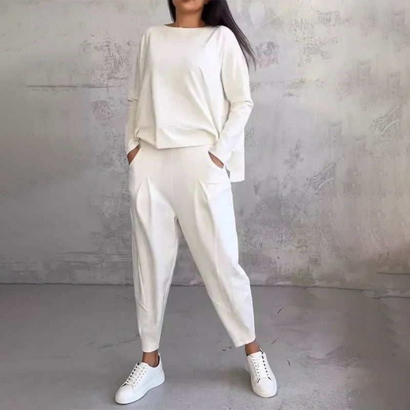 Léa | Ensemble deux-pièces avec haut à manches longues et pantalon ample