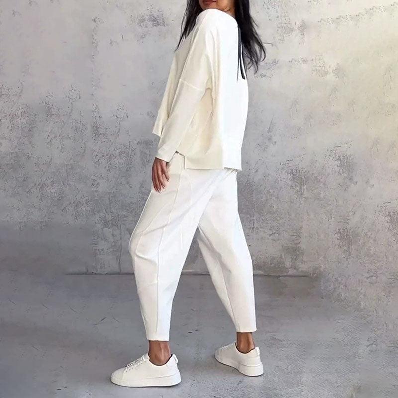 Léa | Ensemble deux-pièces avec haut à manches longues et pantalon ample