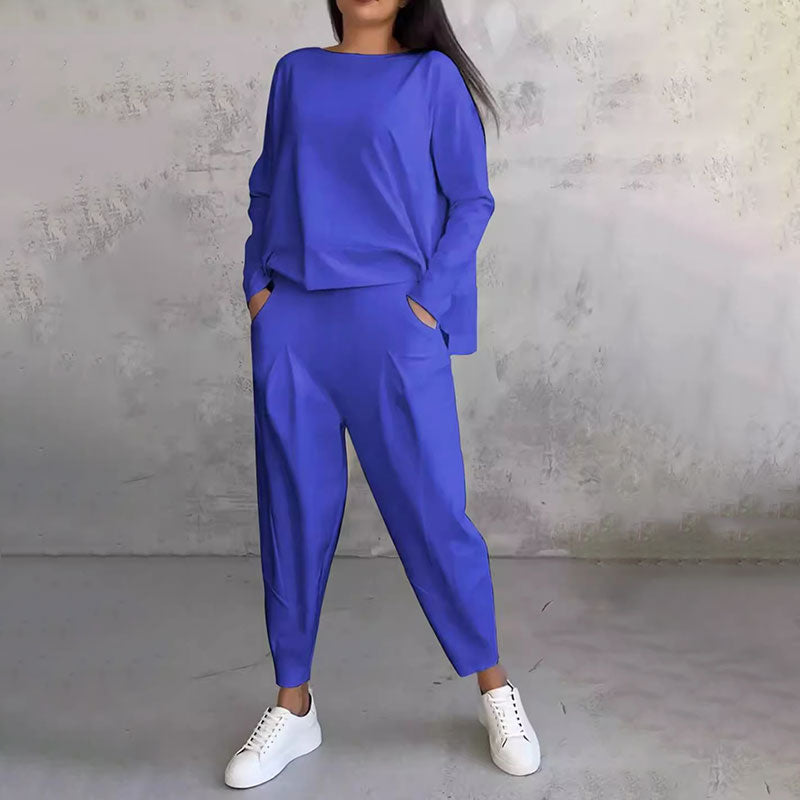 Léa | Ensemble deux-pièces avec haut à manches longues et pantalon ample