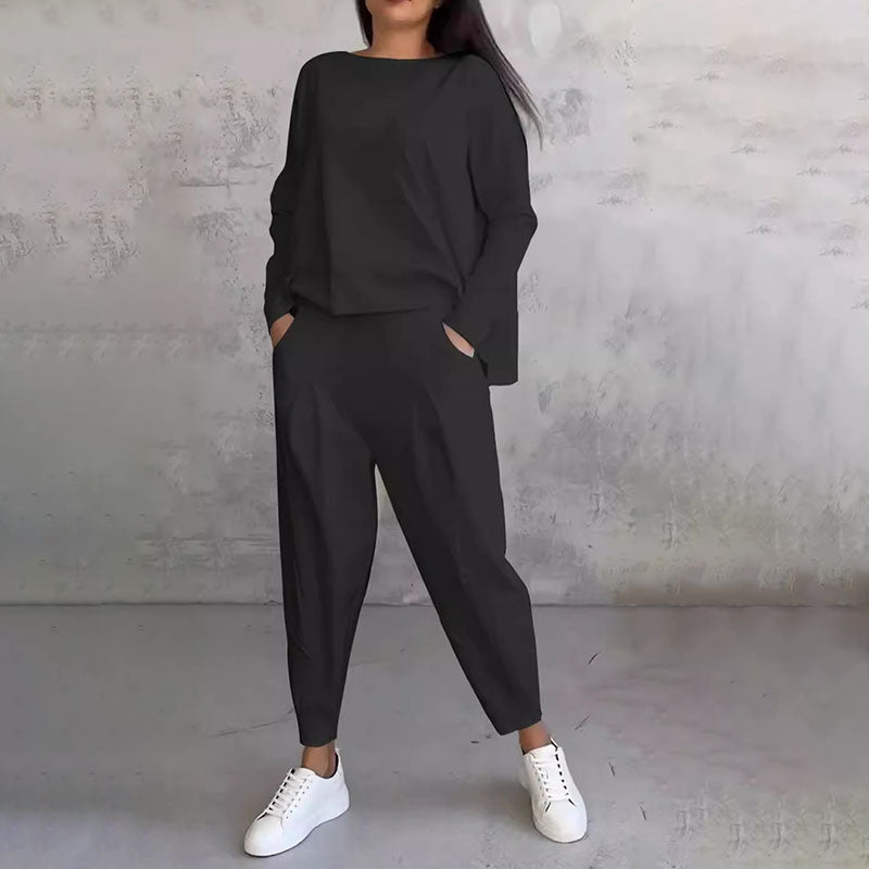 Léa | Ensemble deux-pièces avec haut à manches longues et pantalon ample
