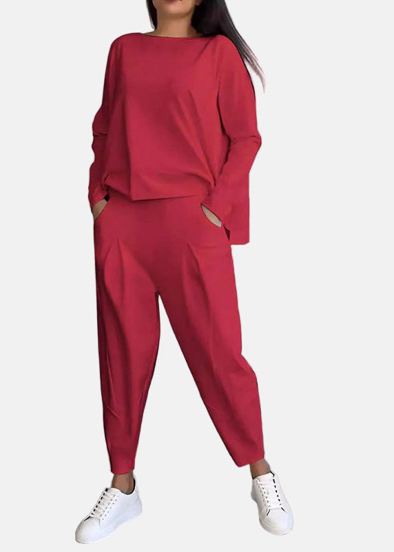 Léa | Ensemble deux-pièces avec haut à manches longues et pantalon ample