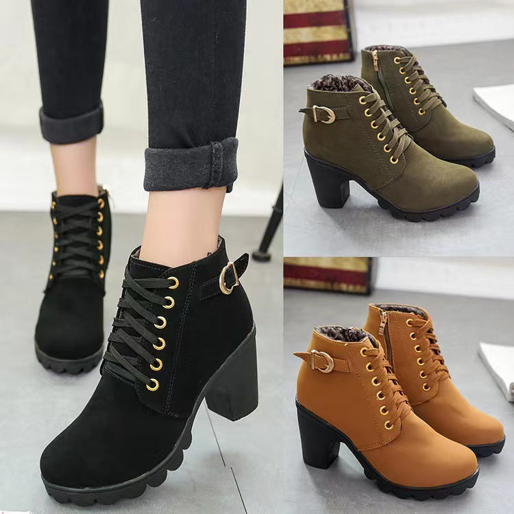 Bottes Femme à Talon Block Semelle Épaisse
