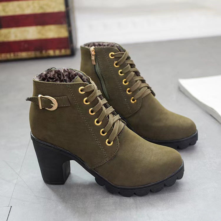 Bottes Femme à Talon Block Semelle Épaisse