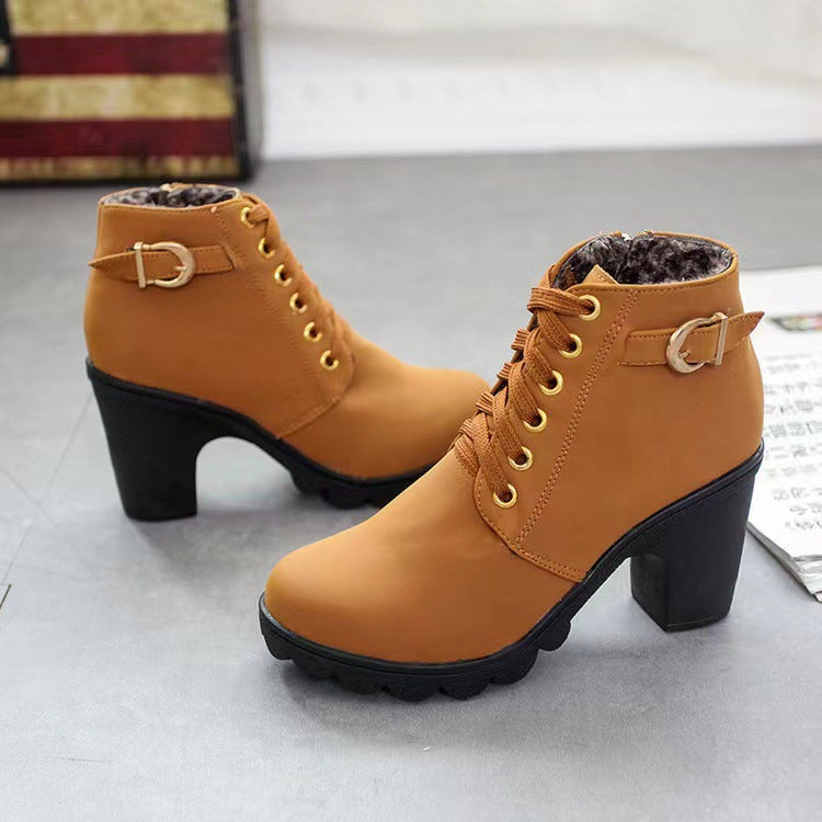 Bottes Femme à Talon Block Semelle Épaisse