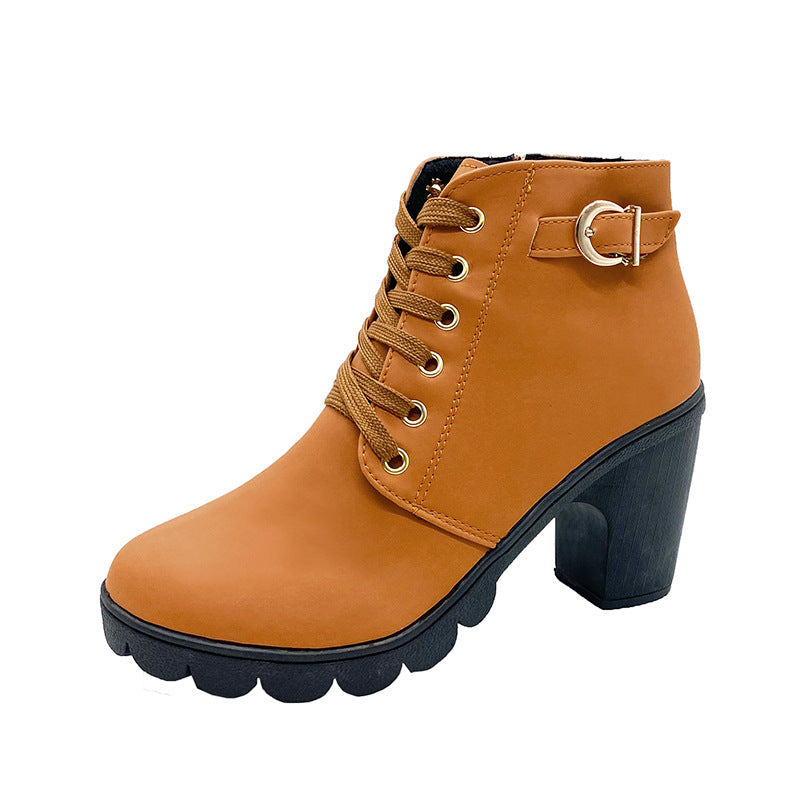Bottes Femme à Talon Block Semelle Épaisse
