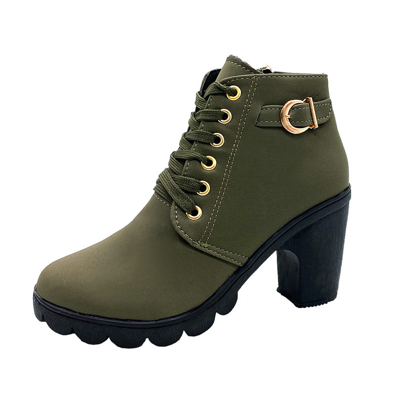 Bottes Femme à Talon Block Semelle Épaisse