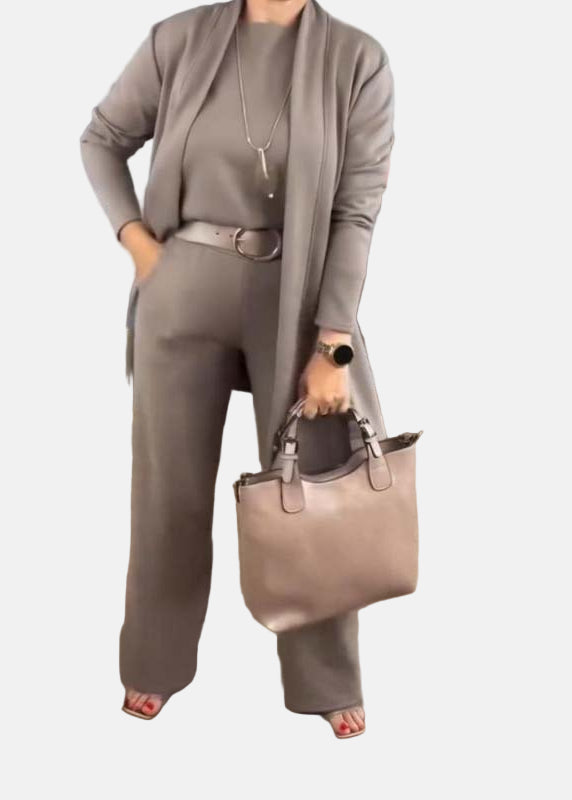 Ensemble 3 pièces élégant comprenant un cardigan long, un haut et un pantalon🔥LIVRAISON GRATUITE