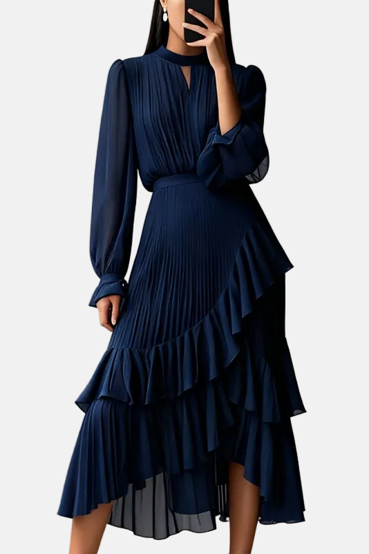 Sophia | Robe Midi Plissée à Volants